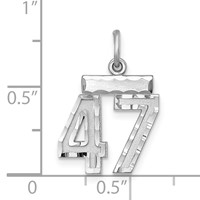 Sterling Silver Rhodium-plated Diamond-cut #47 Charm view 3