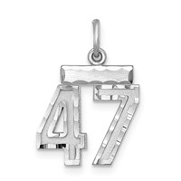 Sterling Silver Rhodium-plated Diamond-cut #47 Charm view 1