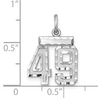 Sterling Silver Rhodium-plated Diamond-cut #49 Charm view 2
