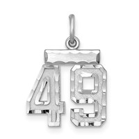 Sterling Silver Rhodium-plated Diamond-cut #49 Charm view 1