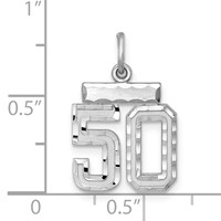Sterling Silver Rhodium-plated Diamond-cut #50 Charm view 3