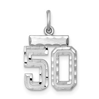 Sterling Silver Rhodium-plated Diamond-cut #50 Charm view 1