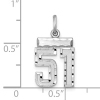 Sterling Silver Rhodium-plated Diamond-cut #51 Charm view 2