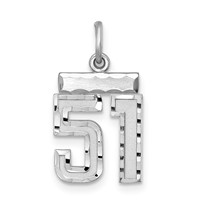 Sterling Silver Rhodium-plated Diamond-cut #51 Charm view 1