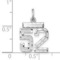 Sterling Silver Rhodium-plated Diamond-cut #52 Charm view 2