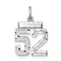 Sterling Silver Rhodium-plated Diamond-cut #52 Charm view 1