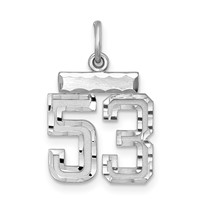 Sterling Silver Rhodium-plated Diamond-cut #53 Charm view 1