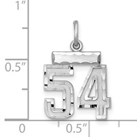 Sterling Silver Rhodium-plated Diamond-cut #54 Charm view 2