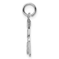 Sterling Silver Rhodium-plated Diamond-cut #55 Charm view 2