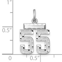 Sterling Silver Rhodium-plated Diamond-cut #55 Charm view 3