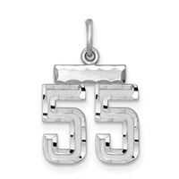 Sterling Silver Rhodium-plated Diamond-cut #55 Charm view 1