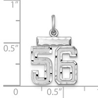 Sterling Silver Rhodium-plated Diamond-cut #56 Charm view 2