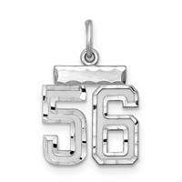 Sterling Silver Rhodium-plated Diamond-cut #56 Charm view 1