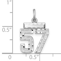 Sterling Silver Rhodium-plated Diamond-cut #57 Charm view 2