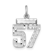 Sterling Silver Rhodium-plated Diamond-cut #57 Charm view 1