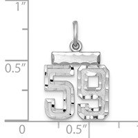 Sterling Silver Rhodium-plated Diamond-cut #59 Charm view 2