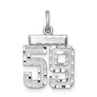Sterling Silver Rhodium-plated Diamond-cut #59 Charm view 1