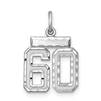 Sterling Silver Rhodium-plated Diamond-cut #60 Charm view 1