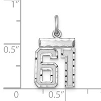 Sterling Silver Rhodium-plated Diamond-cut #61 Charm view 2