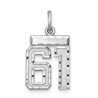 Sterling Silver Rhodium-plated Diamond-cut #61 Charm view 1