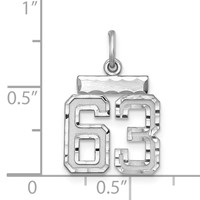 Sterling Silver Rhodium-plated Diamond-cut #63 Charm view 2