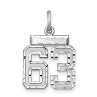 Sterling Silver Rhodium-plated Diamond-cut #63 Charm view 1