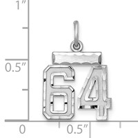 Sterling Silver Rhodium-plated Diamond-cut #64 Charm view 2