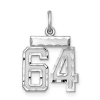 Sterling Silver Rhodium-plated Diamond-cut #64 Charm view 1