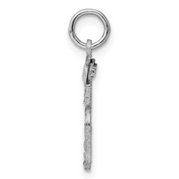 Sterling Silver Rhodium-plated Diamond-cut #65 Charm view 2