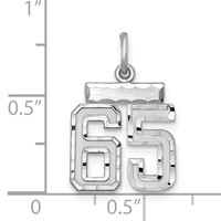 Sterling Silver Rhodium-plated Diamond-cut #65 Charm view 3