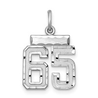 Sterling Silver Rhodium-plated Diamond-cut #65 Charm view 1