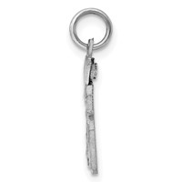 Sterling Silver Rhodium-plated Diamond-cut #66 Charm view 2