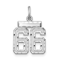 Sterling Silver Rhodium-plated Diamond-cut #66 Charm view 1