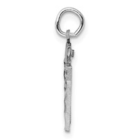 Sterling Silver Rhodium-plated Diamond-cut #67 Charm view 2