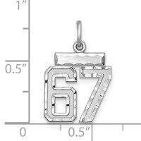 Sterling Silver Rhodium-plated Diamond-cut #67 Charm view 3