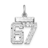 Sterling Silver Rhodium-plated Diamond-cut #67 Charm view 1