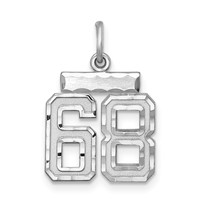 Sterling Silver Rhodium-plated Diamond-cut #68 Charm view 1