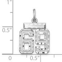 Sterling Silver Rhodium-plated Diamond-cut #69 Charm view 2