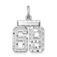 Sterling Silver Rhodium-plated Diamond-cut #69 Charm view 1
