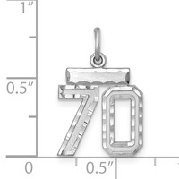 Sterling Silver Rhodium-plated Diamond-cut #70 Charm view 3