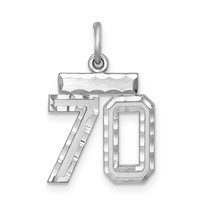 Sterling Silver Rhodium-plated Diamond-cut #70 Charm view 1