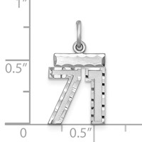 Sterling Silver Rhodium-plated Diamond-cut #71 Charm view 2