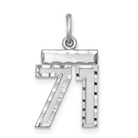 Sterling Silver Rhodium-plated Diamond-cut #71 Charm view 1