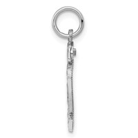 Sterling Silver Rhodium-plated Diamond-cut #72 Charm view 2