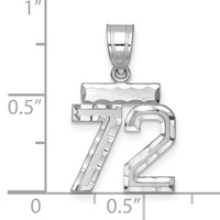 Sterling Silver Rhodium-plated Diamond-cut #72 Charm view 3