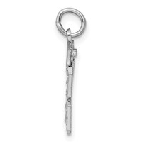 Sterling Silver Rhodium-plated Diamond-cut #73 Charm view 2