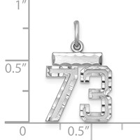 Sterling Silver Rhodium-plated Diamond-cut #73 Charm view 3