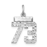 Sterling Silver Rhodium-plated Diamond-cut #73 Charm view 1