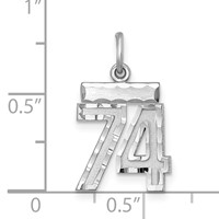 Sterling Silver Rhodium-plated Diamond-cut #74 Charm view 2