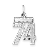 Sterling Silver Rhodium-plated Diamond-cut #74 Charm view 1